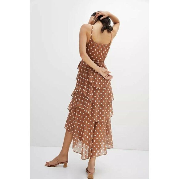 NWT ANTHROPOLOGIE X HUTCH Sz XL POLKA DOT WRAP TIERED MAXI DRESS - Picture 3 of 3